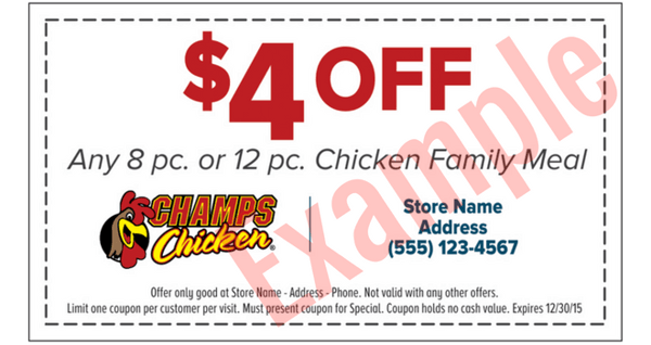 Foodservice brand Champs Chicken coupon